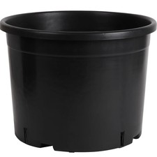 Round Plant Pot Black Heavy