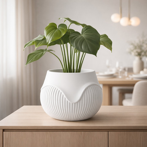 Wavy ribbed planter pot modern - wavy,