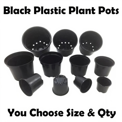 Strong black plastic plant pot - plant,